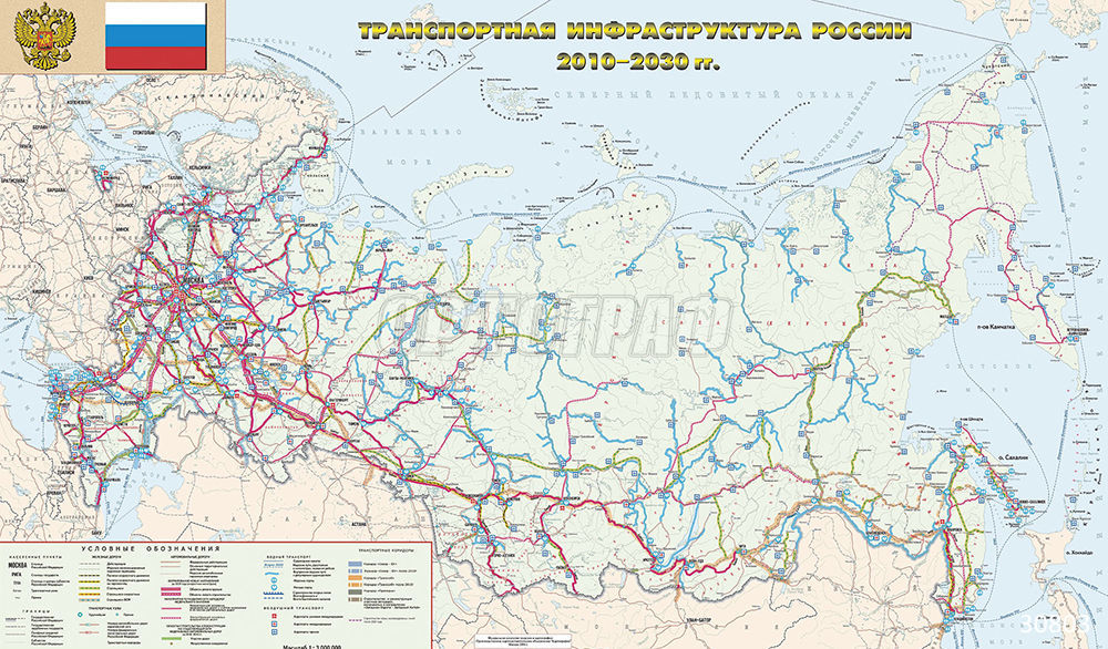 Фото Фреска ОРТО Карты 30803 Транспортная карта России (11) - 1 Фреска ОРТО Карты 30803 Транспортная карта России (11) - фото 1