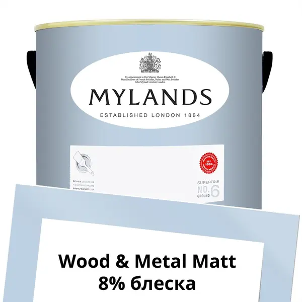 Фото Краски Mylands Wood&Metal Paint Matt 5 л. №32 Morning Blue - 1 Краски Mylands Wood&Metal Paint Matt 5 л. №32 Morning Blue - фото 1