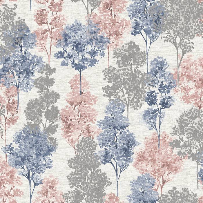  Holden Decor Elements 90381 Whinfell Trees Coral Navy -  1