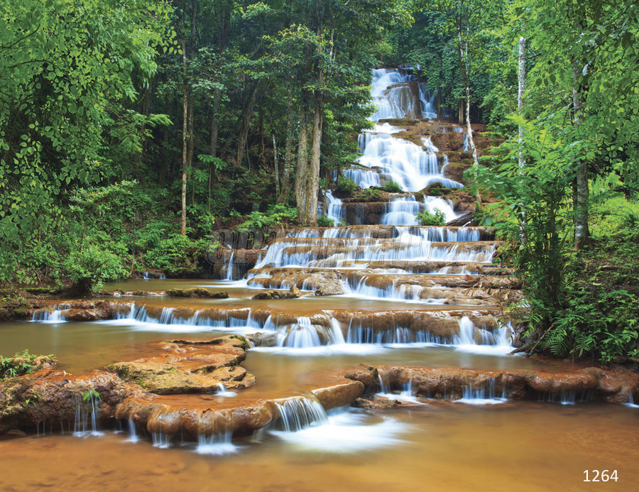 Фреска ОРТО Водопады 1264 Тайланд. Терракотовый водопад и лес (2) - фото 1