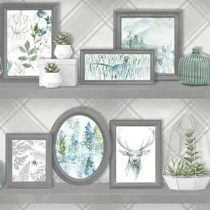  Holden Decor Kaleidoscope 90630 Aberfeldy Grey Teal -  1